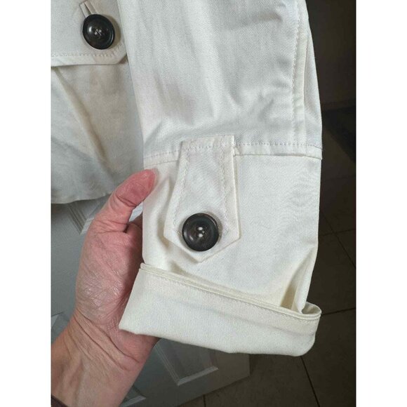 MNG by Mango Cotton Suit Jacket White Size 6 Blazer Cinched Waste Office Siren - Picture 8 of 11